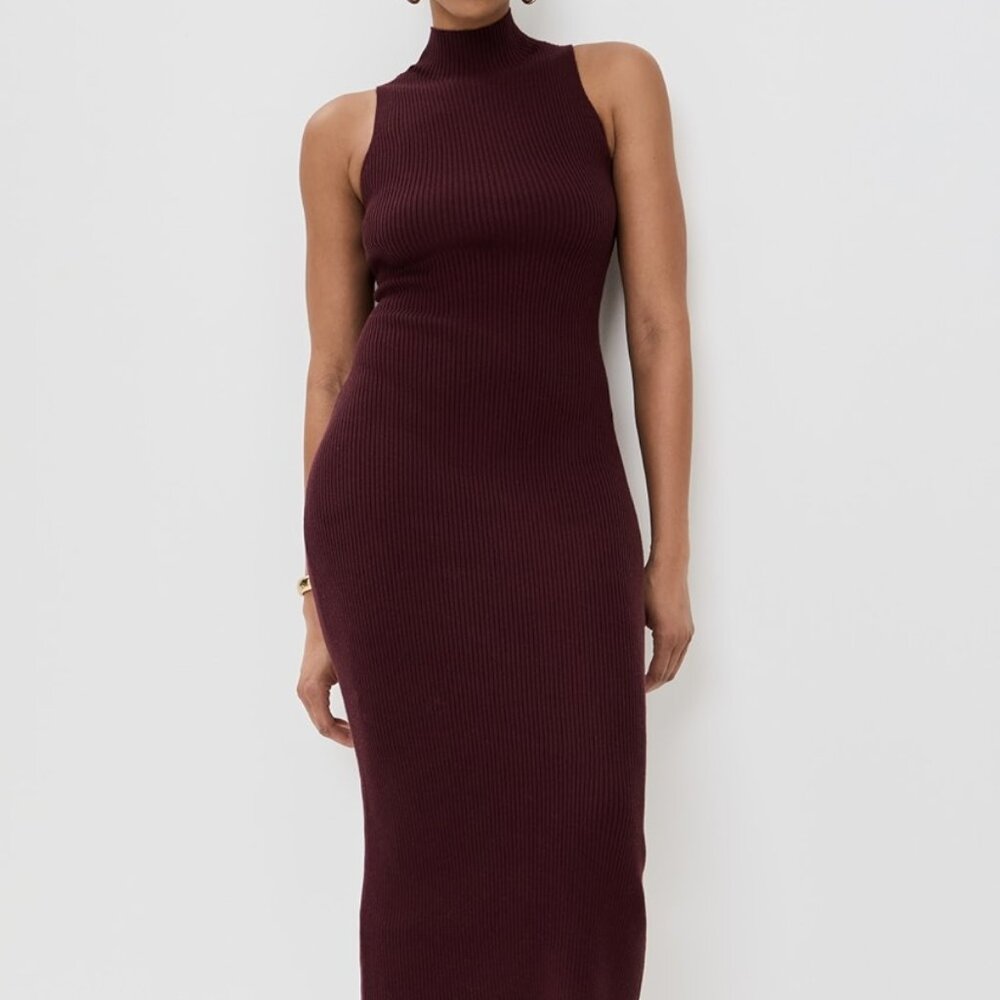 Sablyn Sleeveless Mock Neck Fitted Dress, Size Small